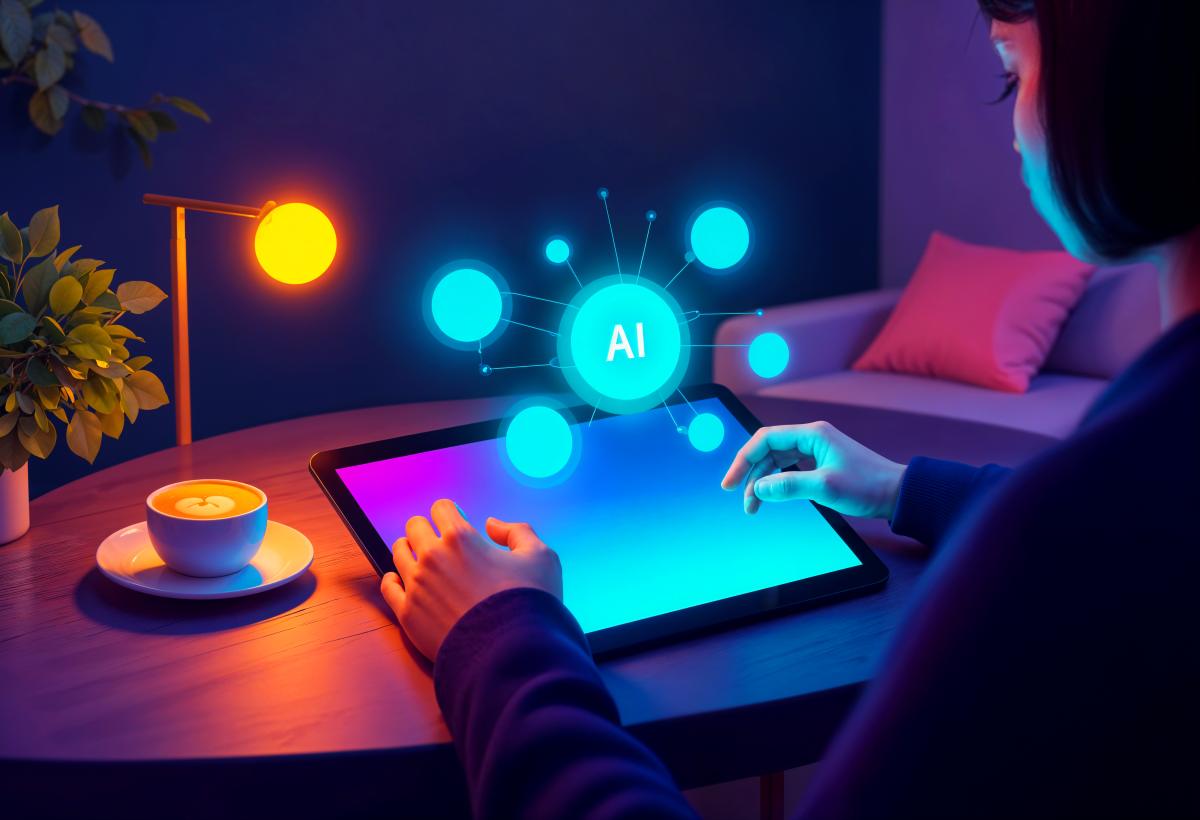 Illustration of AI assisting in creating SEO-optimized product descriptions for e-commerce platforms.