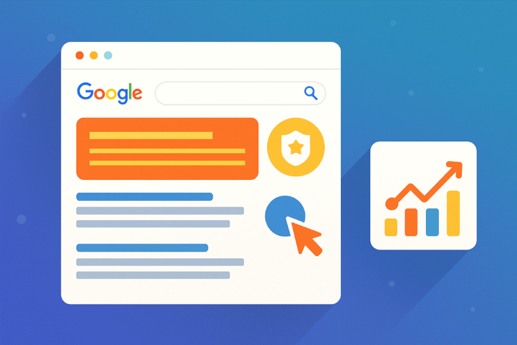 Illustration of a search engine displaying a featured snippet answer box above search results.
